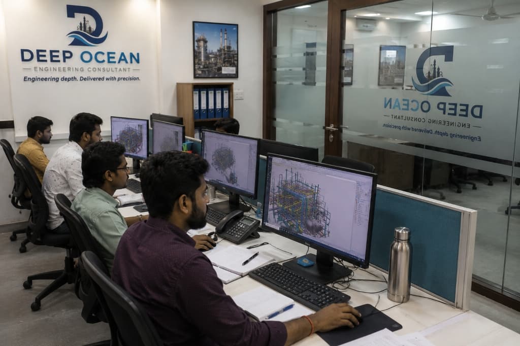 Deep Ocean engineering consultancy team executing 3D plant design and piping models